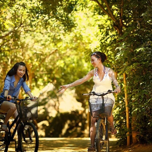 girl, biking, bike